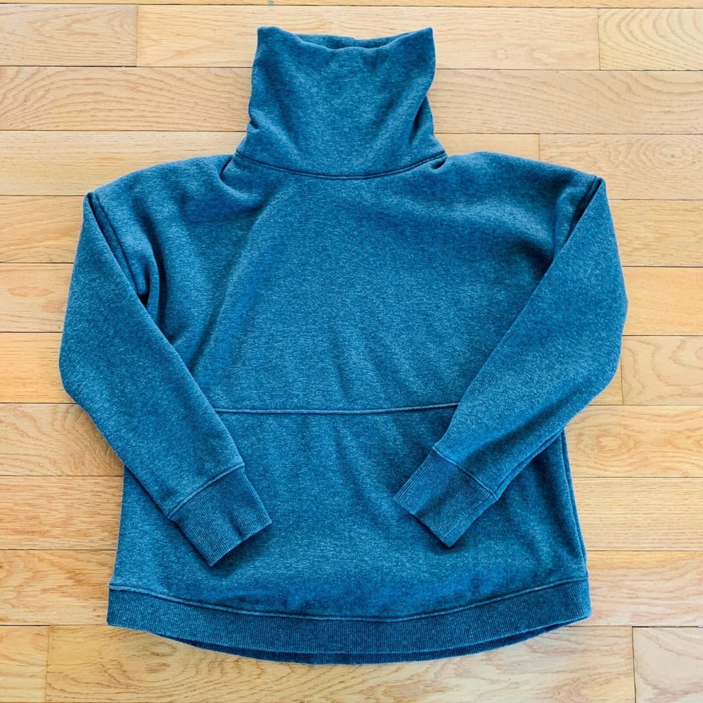 Athleta Turtleneck Sweater Gray‎ Fleece Pullover Sweatshirt Womens XXS